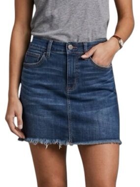 American Eagle Hi-Rise Mini Denim Jean Mini Skirt Fray Hem 4 Small